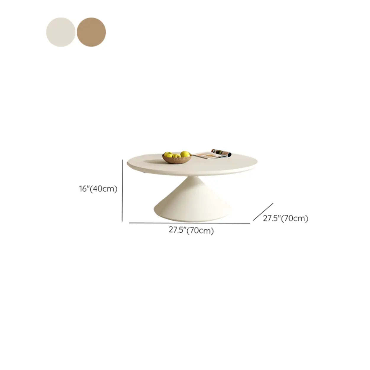 Modern Round Wood Top White Base Coffee Table Set