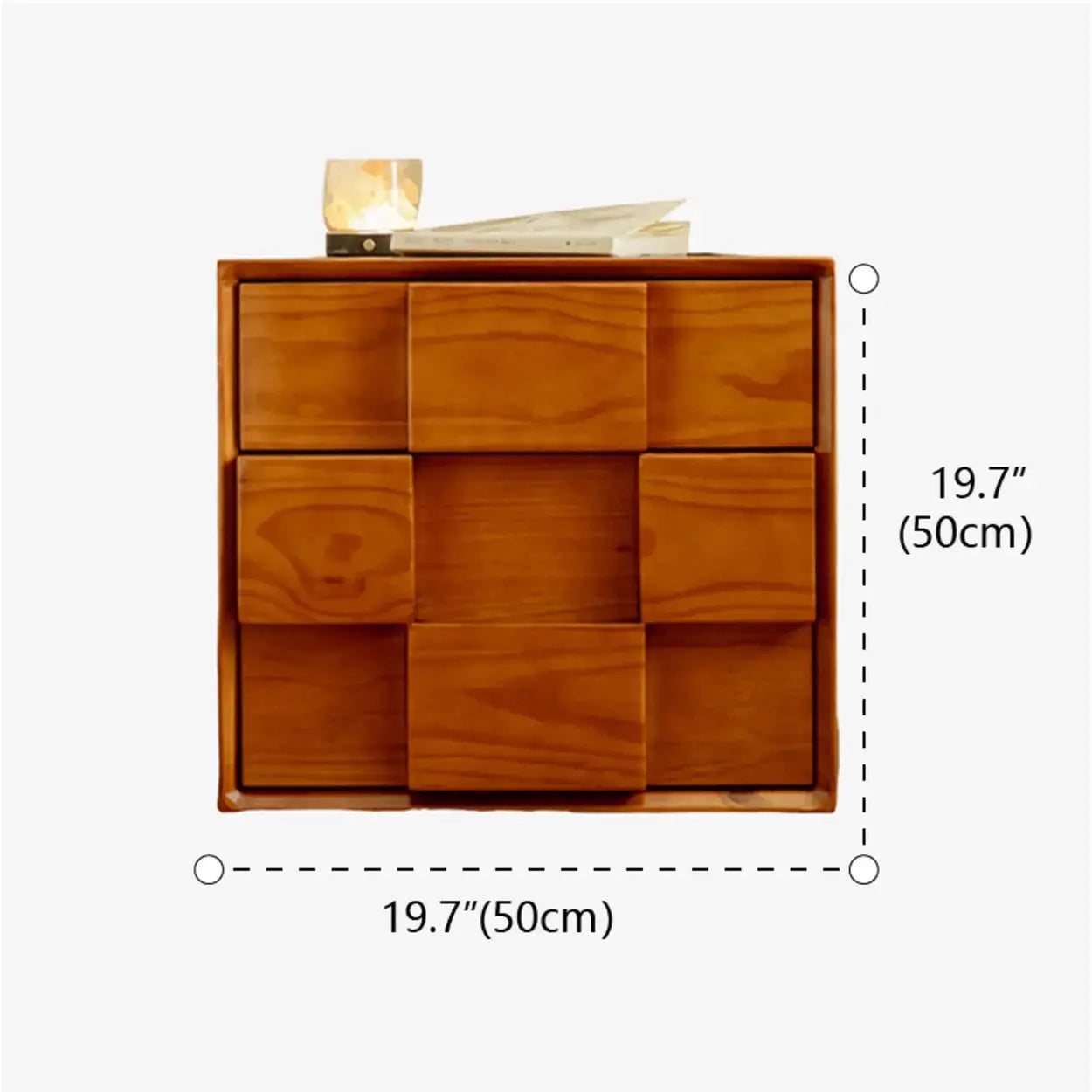 Mid-Century Cube Wood 2-Drawer Nightstand