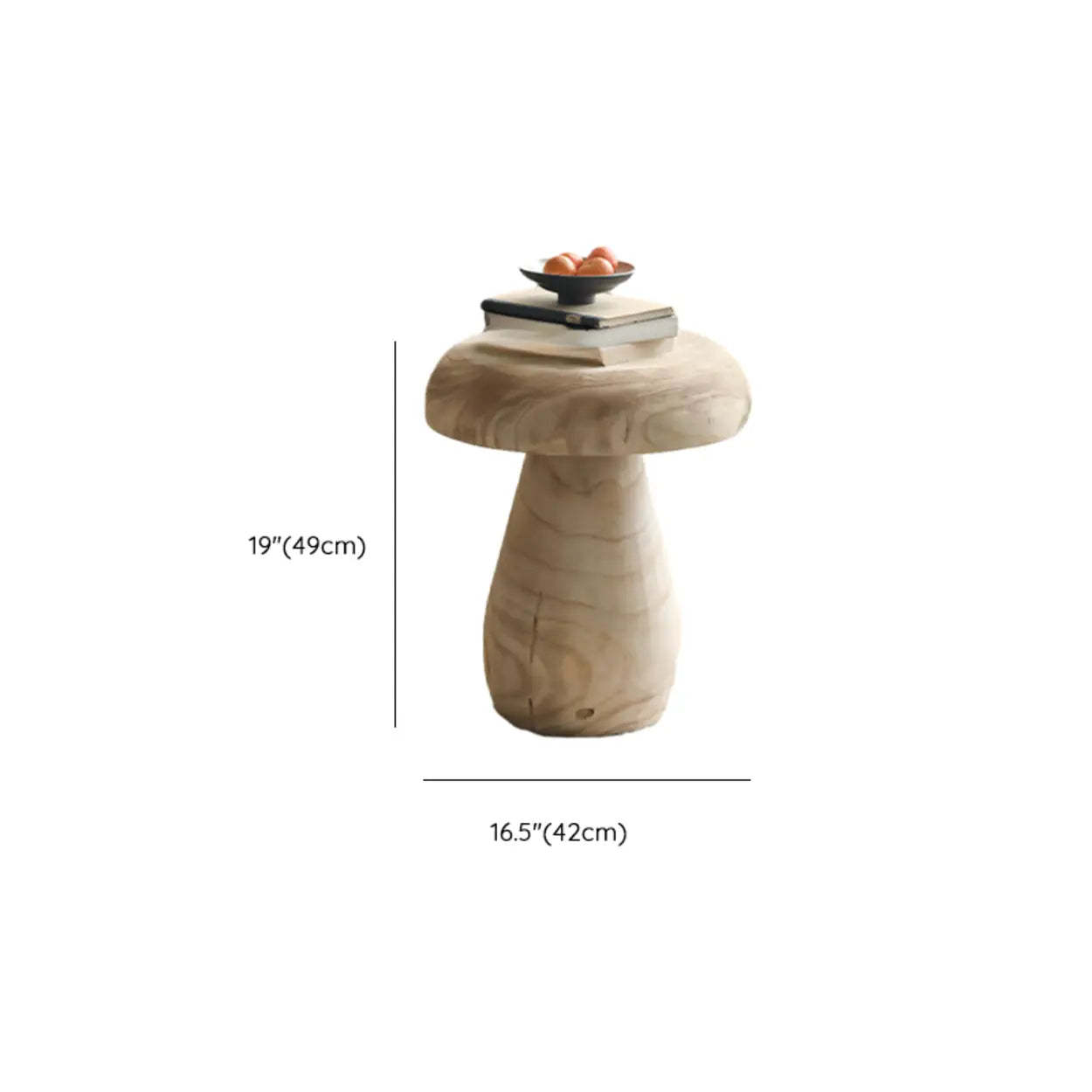 Natural Round Pedestal Wood Mushroom End Table