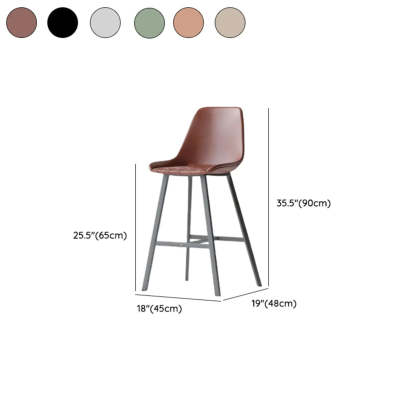 Modern Leather Counter Bar Stool with High Back