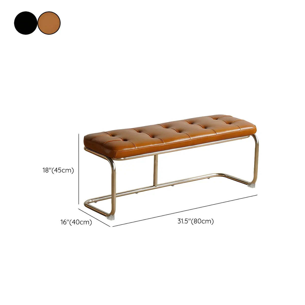 Industrial Faux Leather Entryway Bench