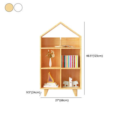 Simple Wood House-Shaped Closed-Back Bookcase
