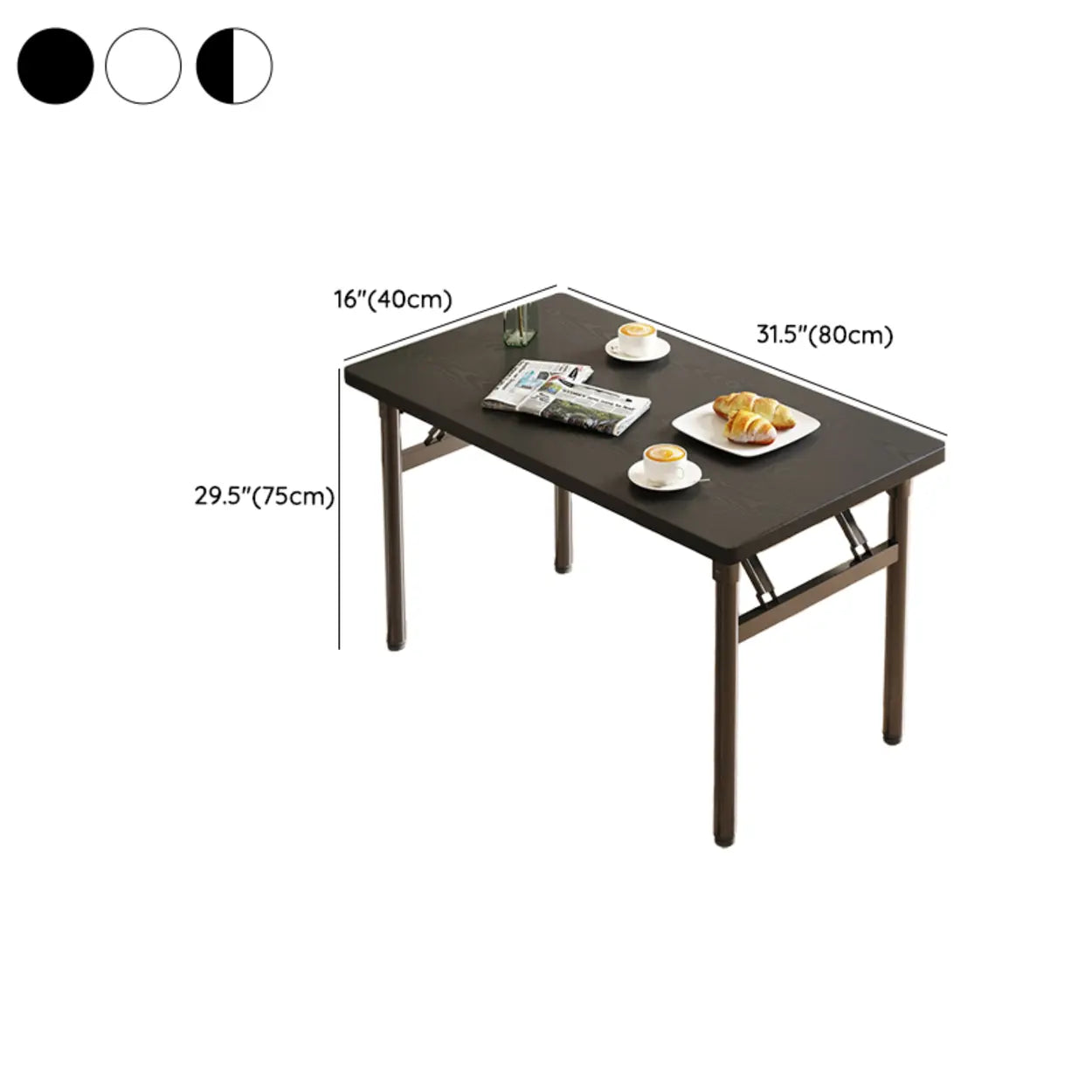 Rectangular Wood Folding Dining Table — White / Table Only