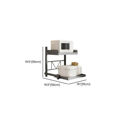 Black Short Metal Baker's Rack with Microwave Shelf