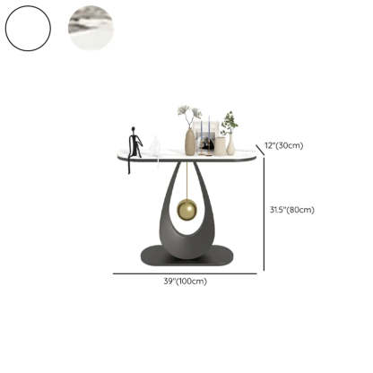 Demilune Sintered Stone Metal Abstract Console Table