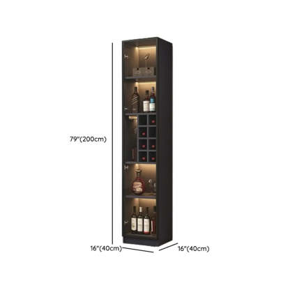 Elegant Black Wood LED Wine Cabinet with Glass Door