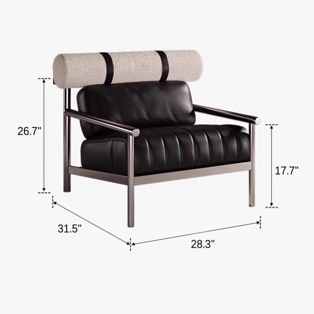 Luxury Nappa Leather Stainless Steel Frame Accent Chair
