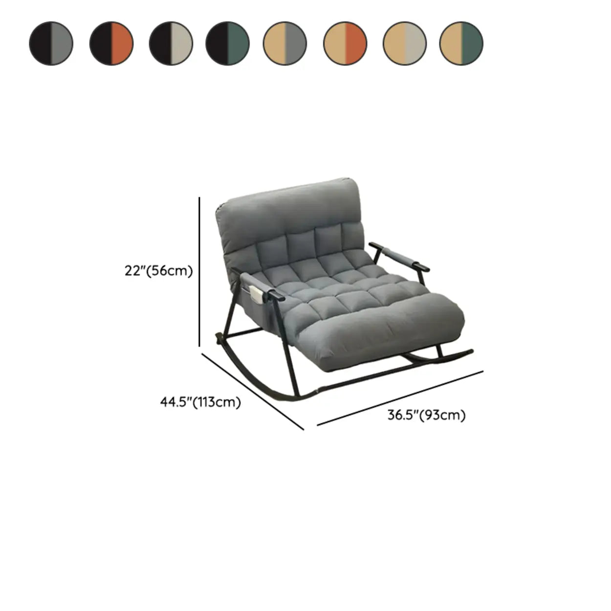 Upholstered Rocking Chair with Side Pocket