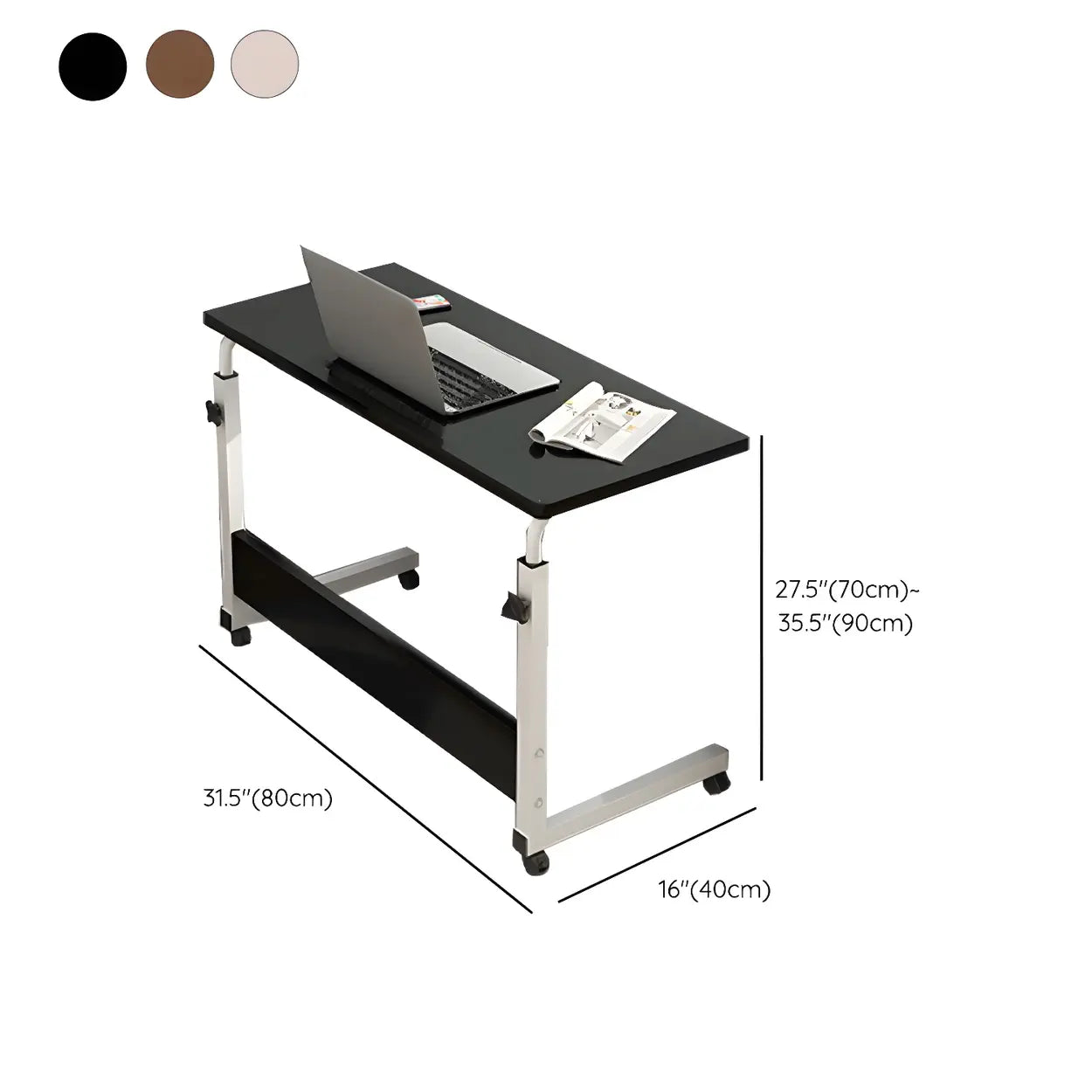 Adjustable Foldable White Wood Rectangle Standing Desk #size