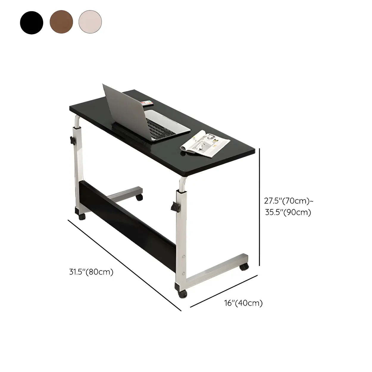 Adjustable Foldable White Wood Rectangular Standing Desk — White / Without Chairs