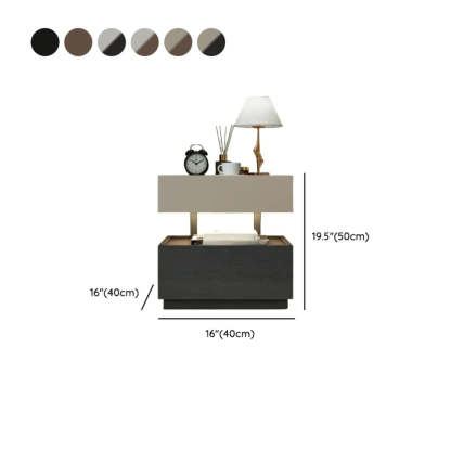 Modern Two-Tone Nightstand with LED Light — Khaki/ Black