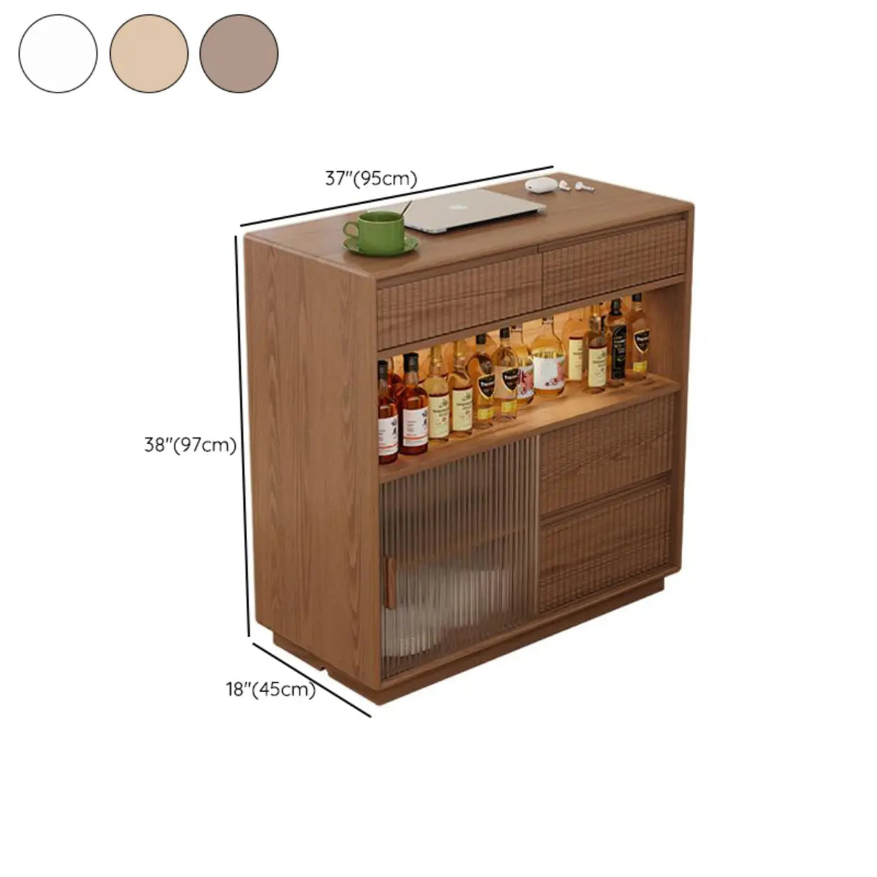 Modern Multifunctional Home Bar Table with Shelves