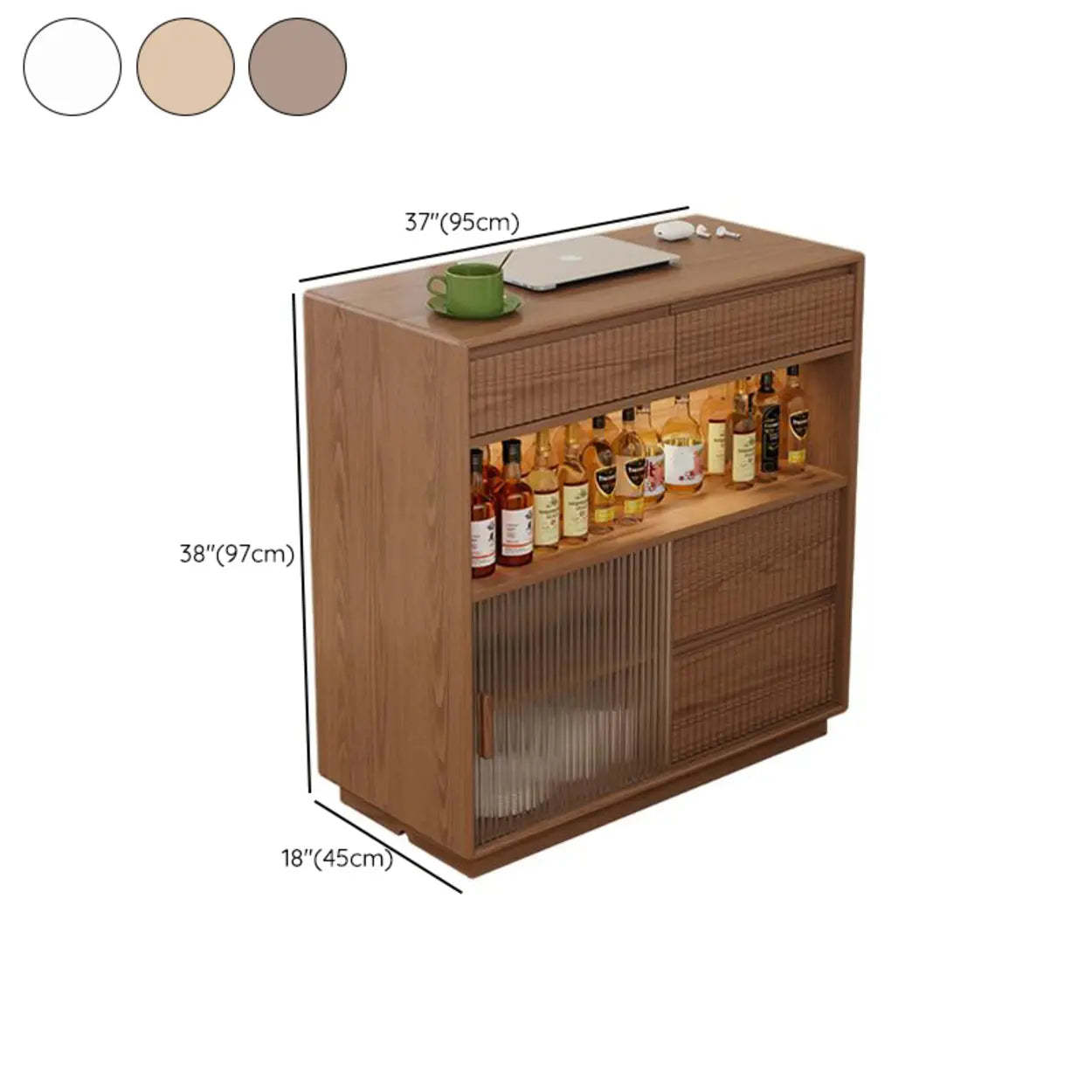 Modern Multifunctional Home Bar Table with Shelves