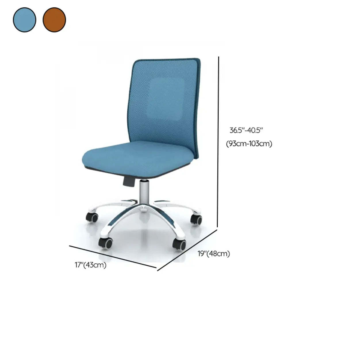 Modern Blue Round Alloy Upholstered Office Stool