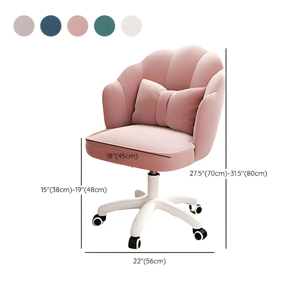 Milky White Shell Upholstered Swivel Vanity Chair
