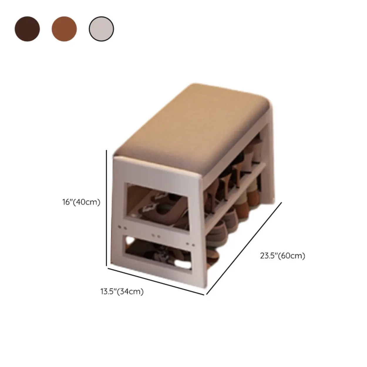 Modern Brown Wood Entryway 2-Tier Shoe Storage Bench