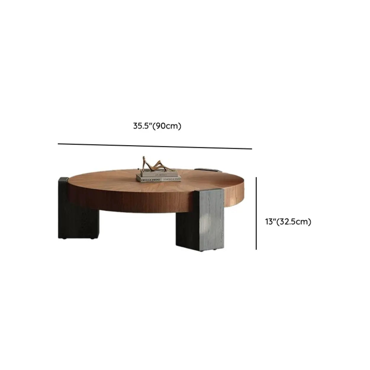 Brown Round Wood Nesting Coffee Table with Tripod Legs