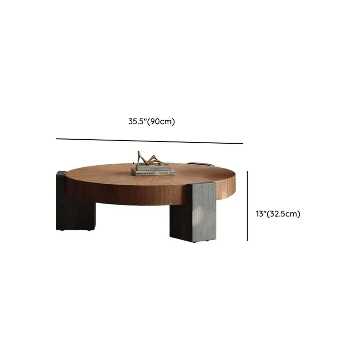 Brown Round Wood Nesting Coffee Table with Tripod Legs