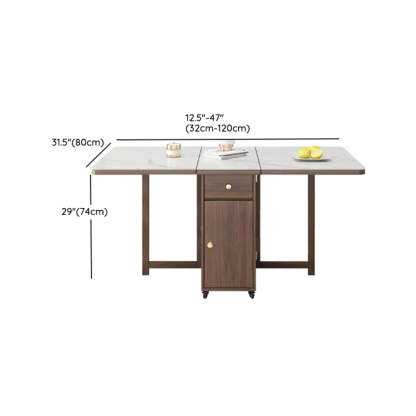 Modern Rectangular White Marble Folding Dining Table