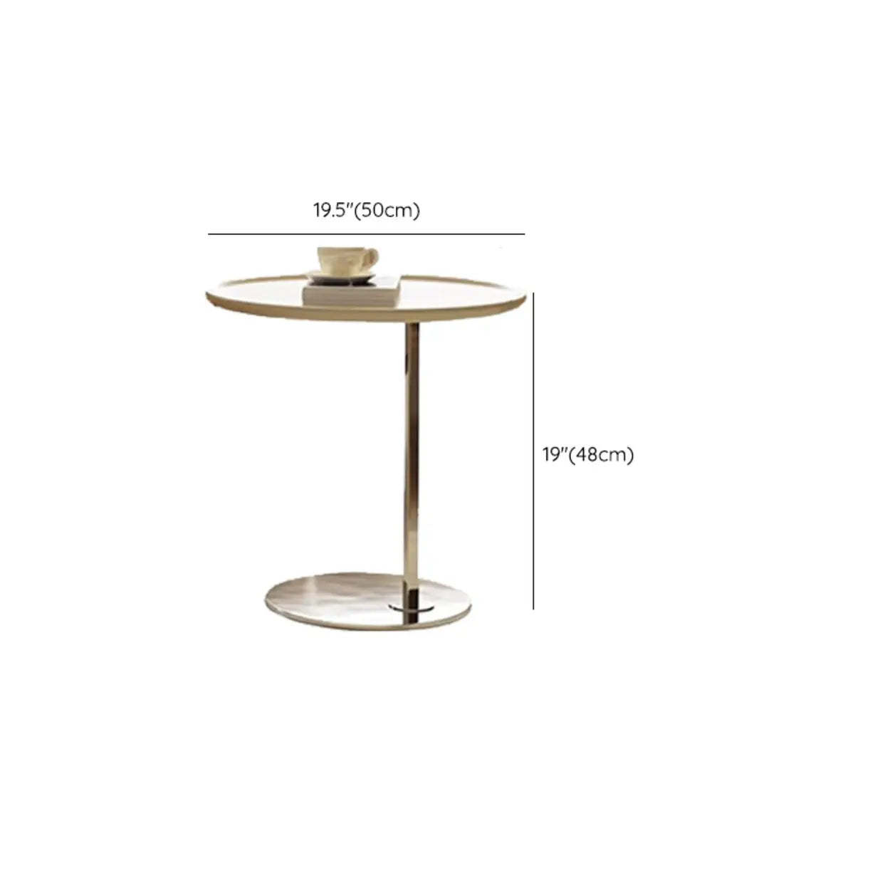 Brown Tray Top Stainless Steel Round Coffee Table