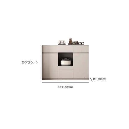 Contemporary Dove Gray Wood Large Open Sideboard