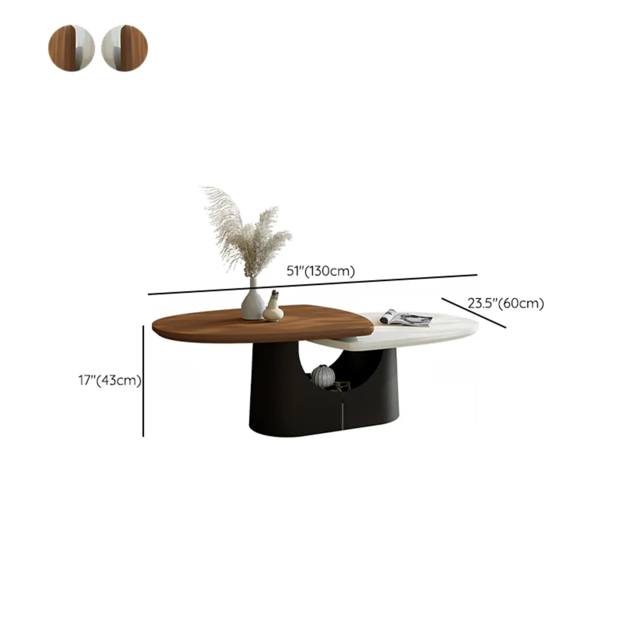 Coffee White Oval Wood and Iron Coffee Table with Storage