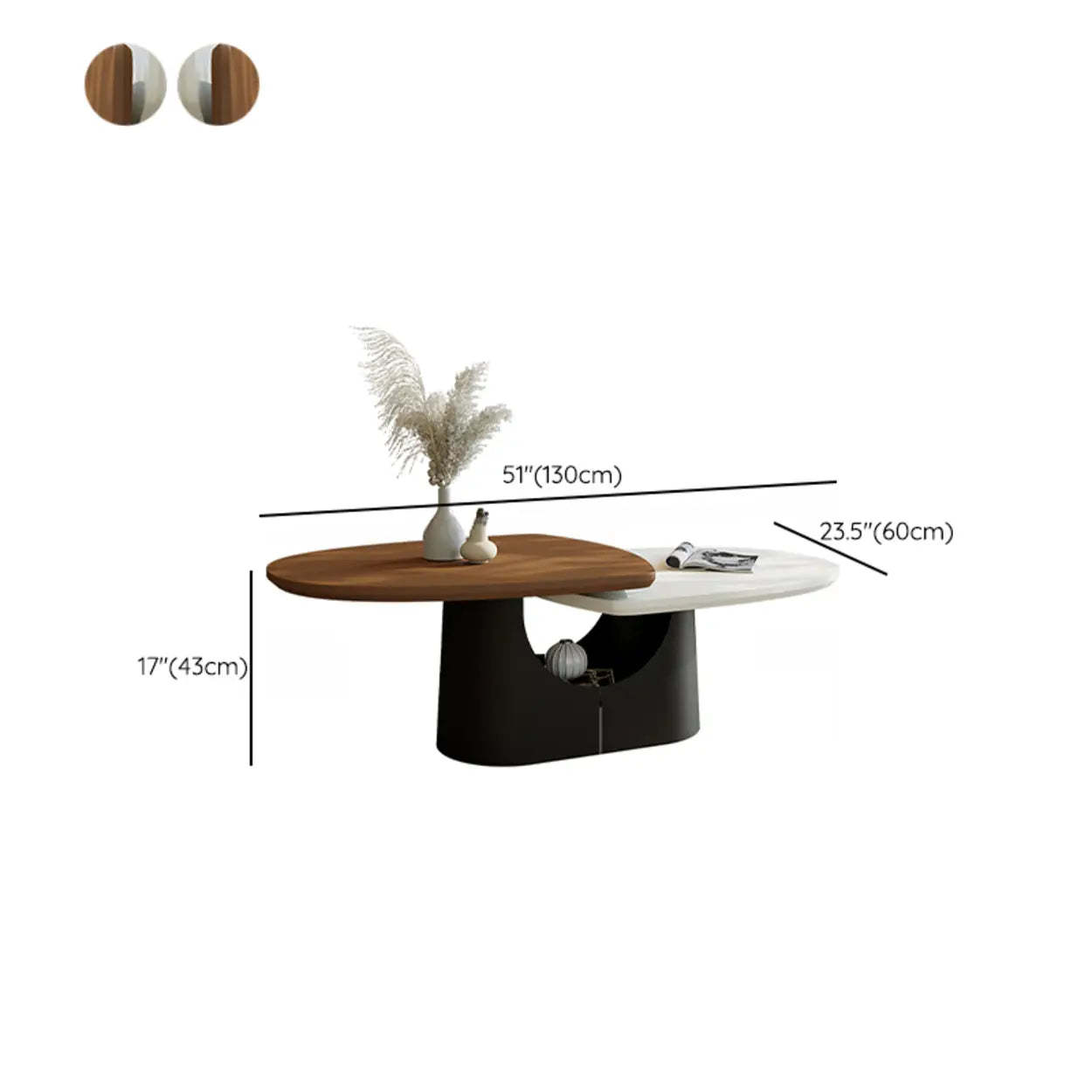Coffee White Oval Wood and Iron Coffee Table with Storage