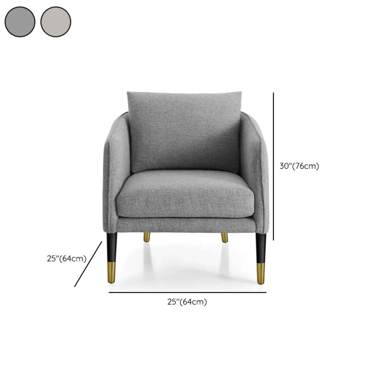 Ergonomic Linen Cushion Back Four Leg Barrel Chair