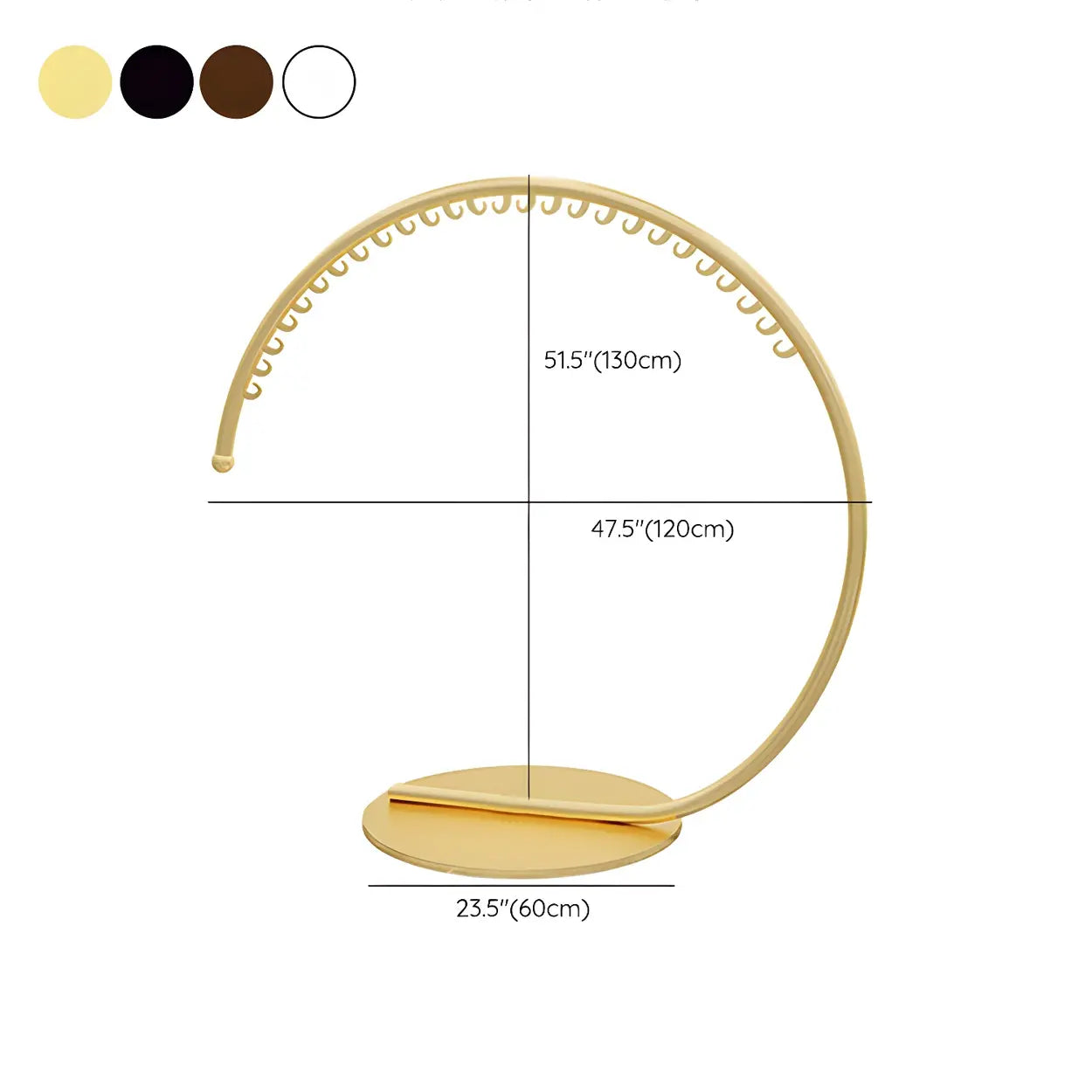Elegant Golden Metal Arch Hooks Freestanding Coat Rack #size