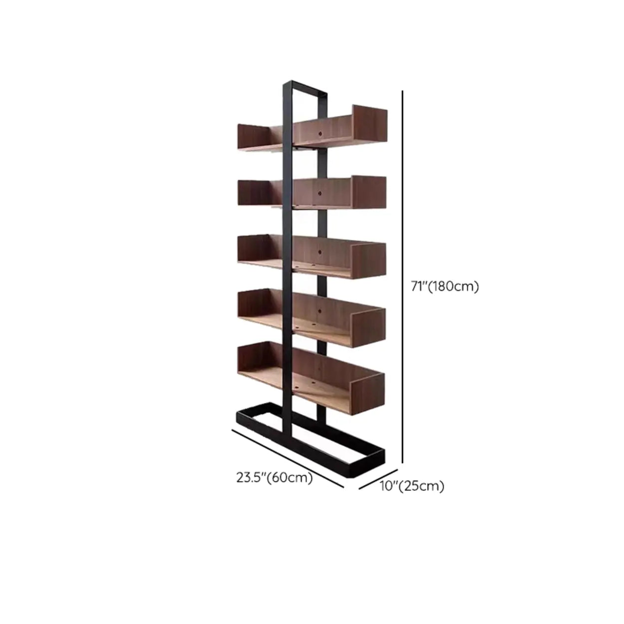 Industrial Corner Wood Metal Tower Bookshelf