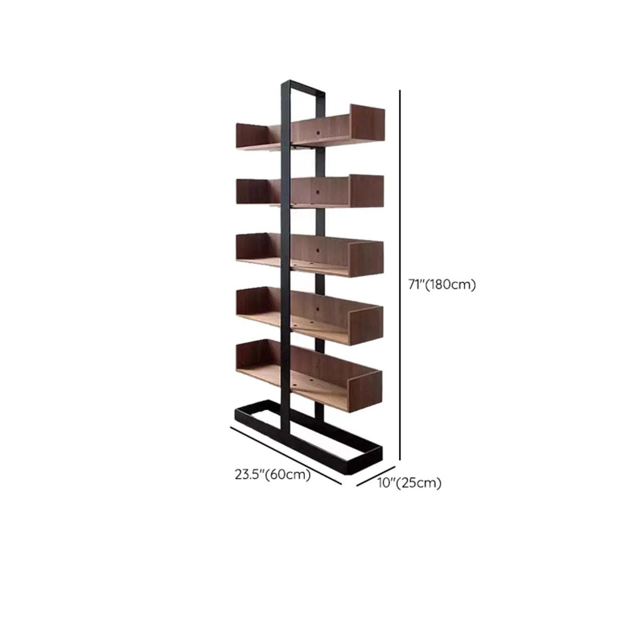 Industrial Corner Wood Metal Tower Bookshelf