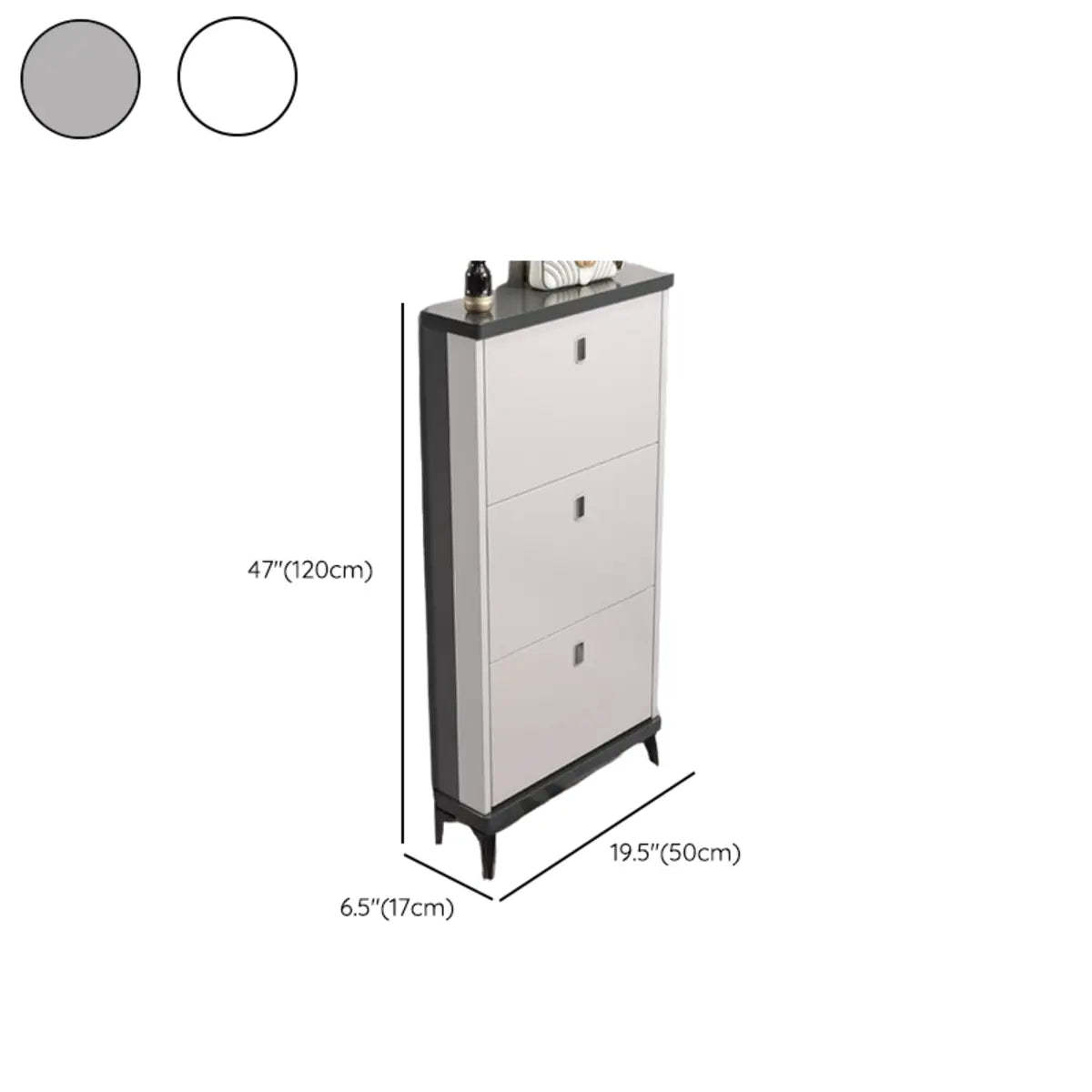 Modern Slim Gray Wood 3-Tier Shoe Cabinet