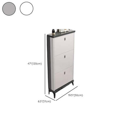 Modern Slim Gray Wood 3-Tier Shoe Cabinet