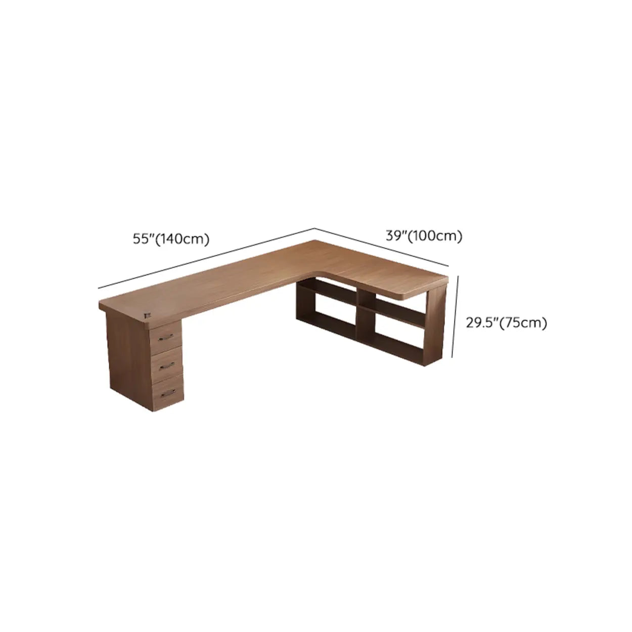 Brown Wood Butcher Block L-Shape Writing Desk — Table Only