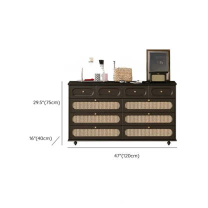 Black Wood Rectangular Double Dresser