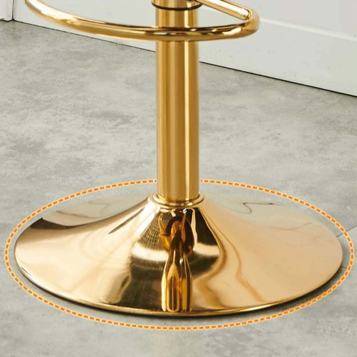 Backless Round Upholstered Gold Metal Bar Stool — Pink
