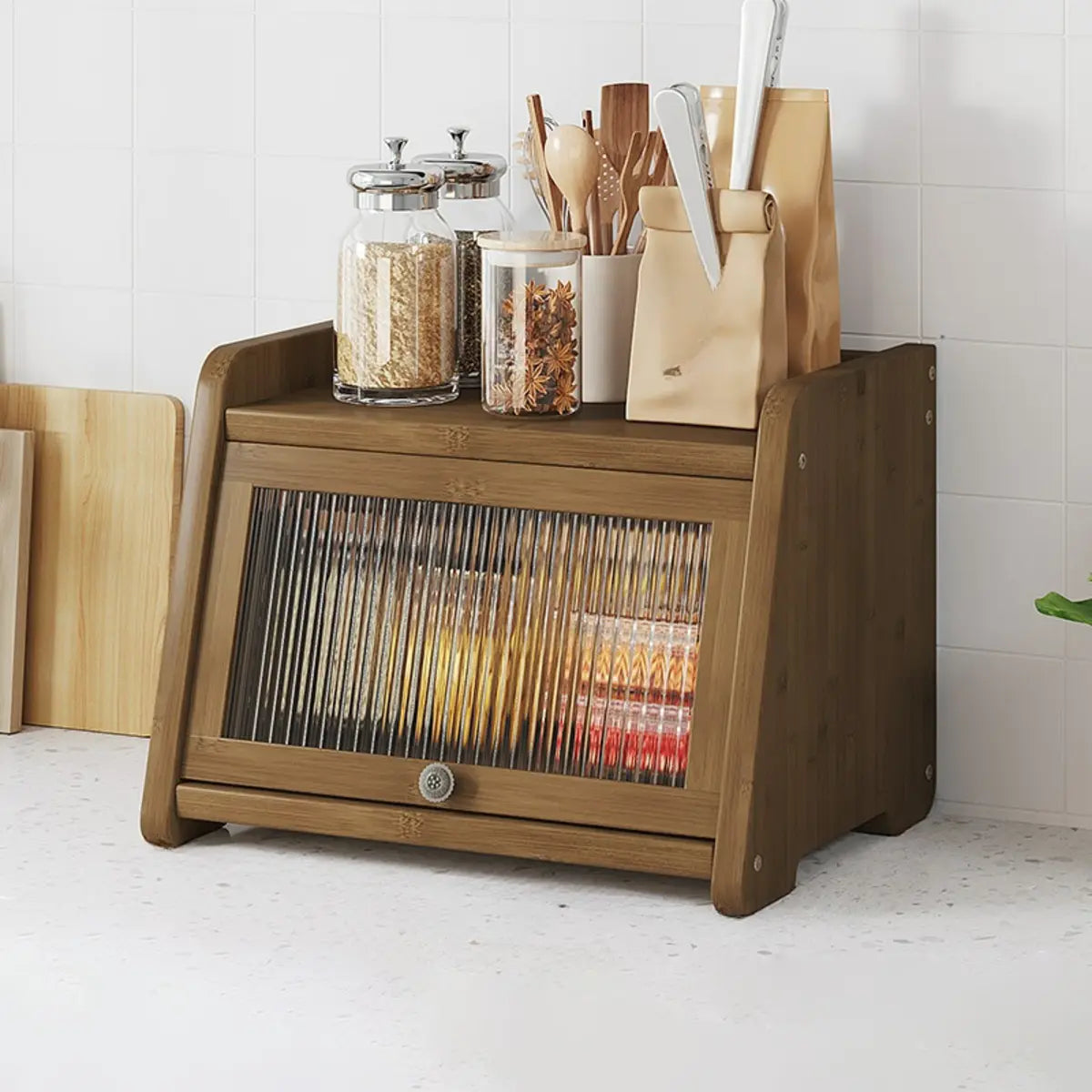 Natural Bamboo Desktop Ladder Display Cabinet — Natural