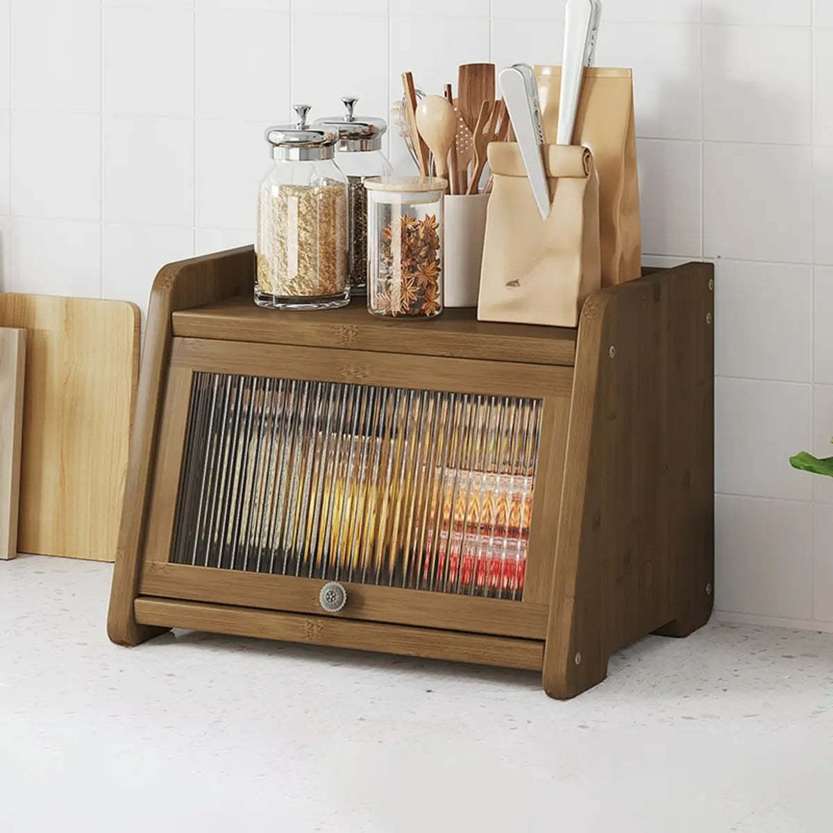 Natural Bamboo Desktop Ladder Display Cabinet — Natural