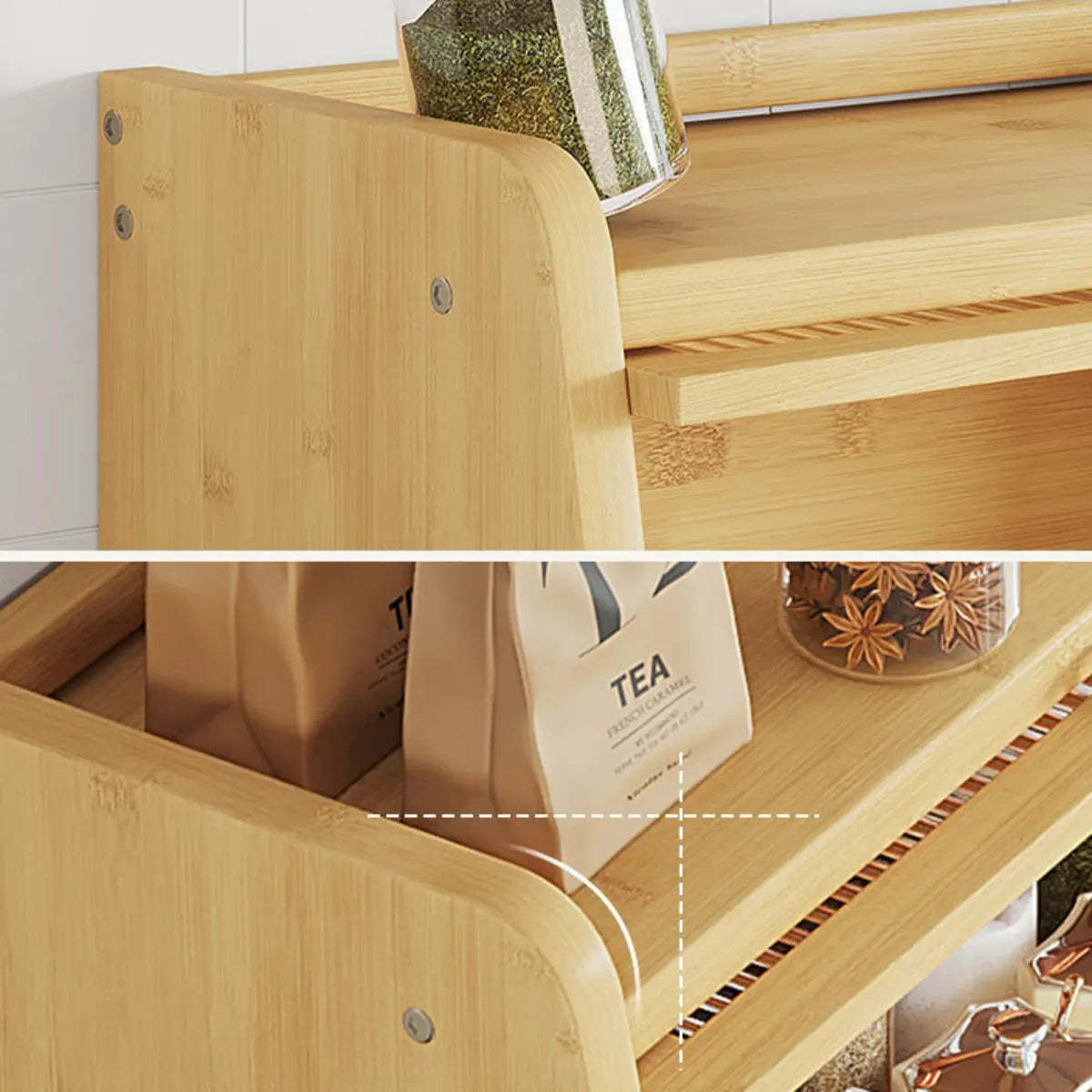 Natural Bamboo Desktop Ladder Display Cabinet — Nut-Brown