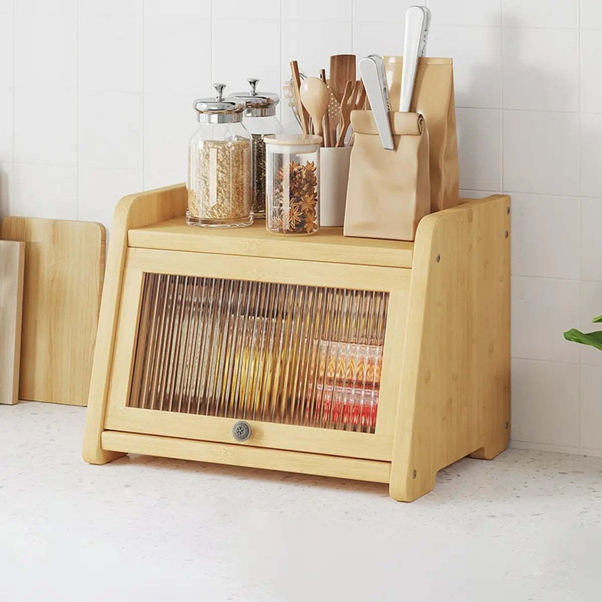 Natural Bamboo Desktop Ladder Display Cabinet