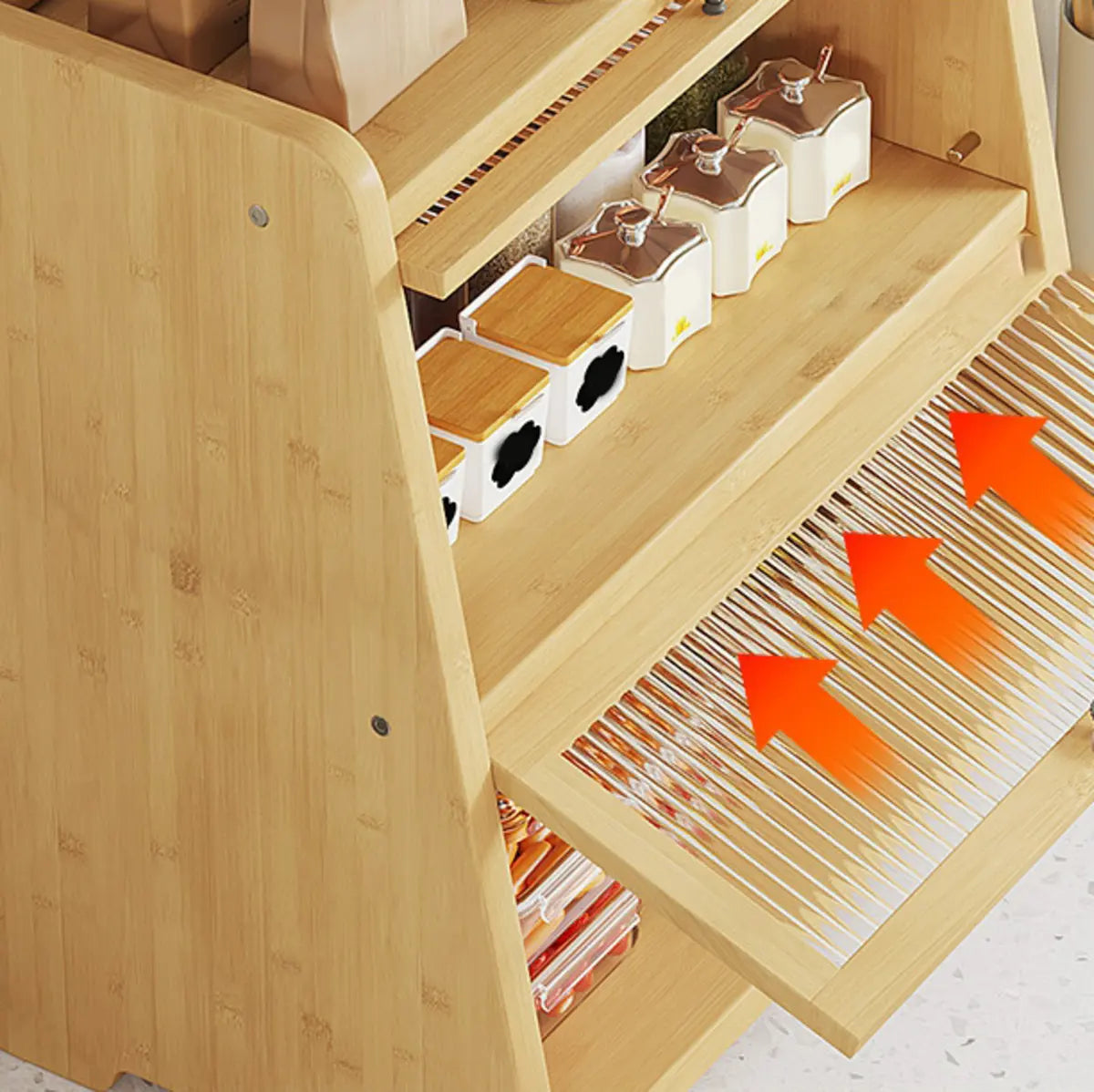 Natural Bamboo Desktop Ladder Display Cabinet