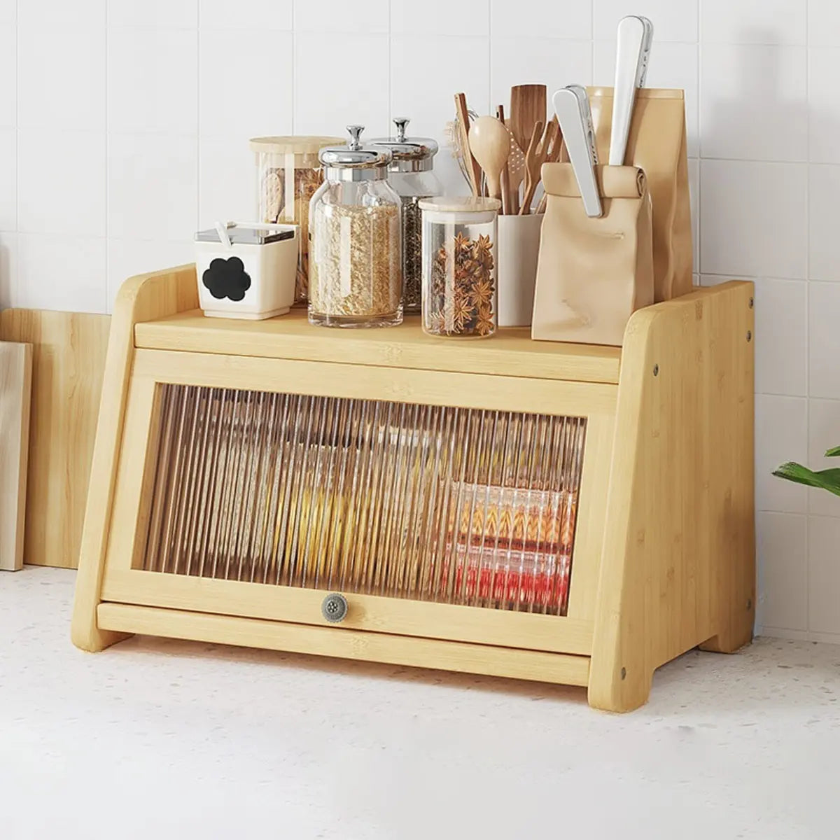 Natural Bamboo Desktop Ladder Display Cabinet