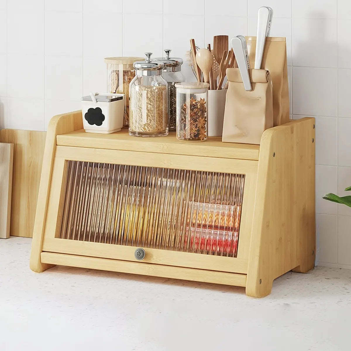 Natural Bamboo Desktop Ladder Display Cabinet