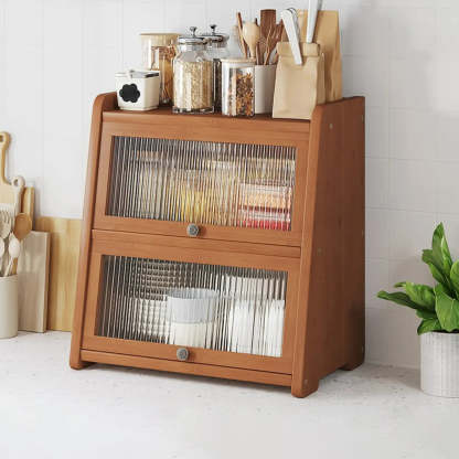 Natural Bamboo Desktop Ladder Display Cabinet — Natural