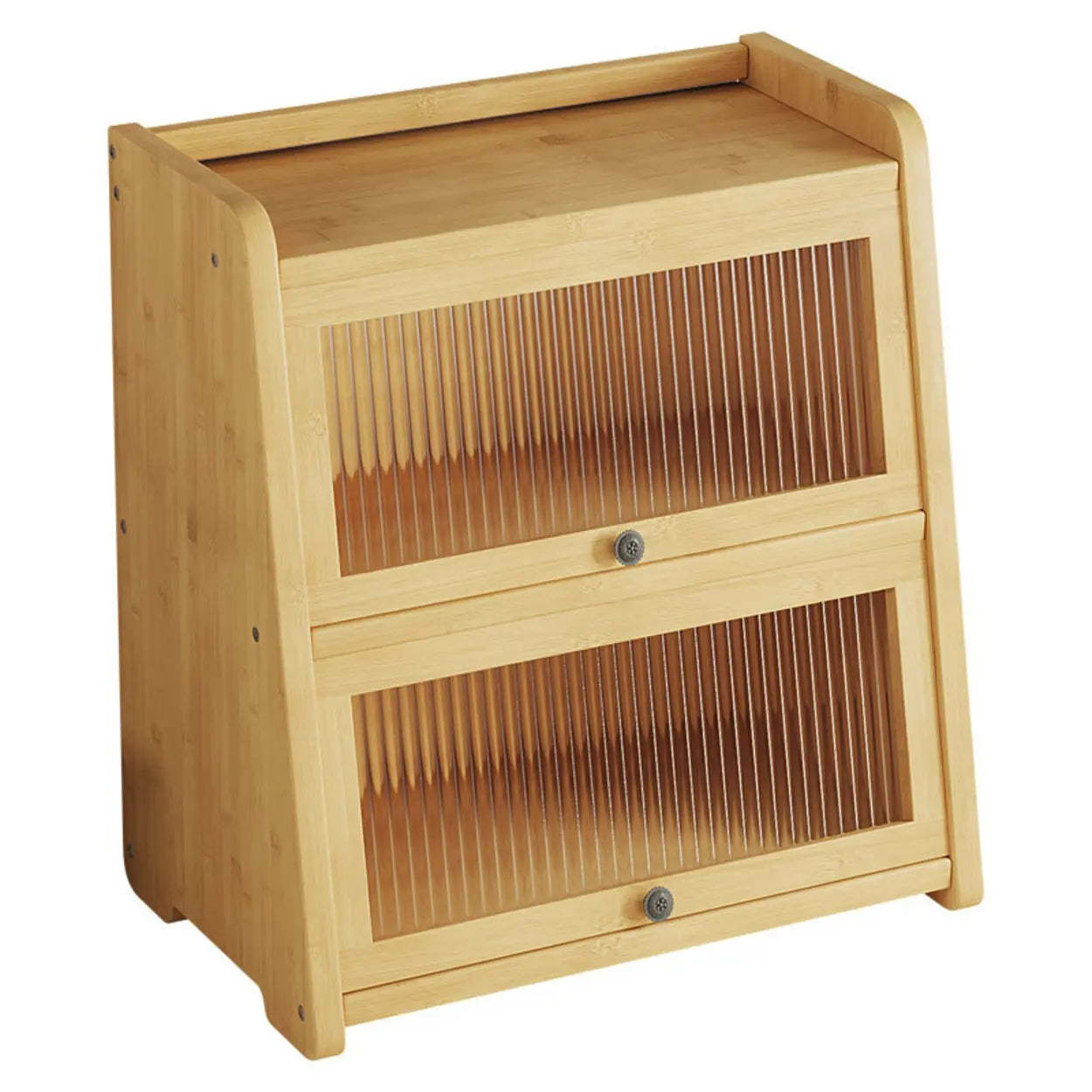 Natural Bamboo Desktop Ladder Display Cabinet — Tan