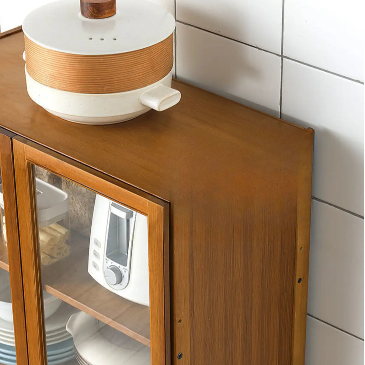 Lighom modern tall 7-shelf brown display cabinets — 11.8" L x 11.8" W x 50" H