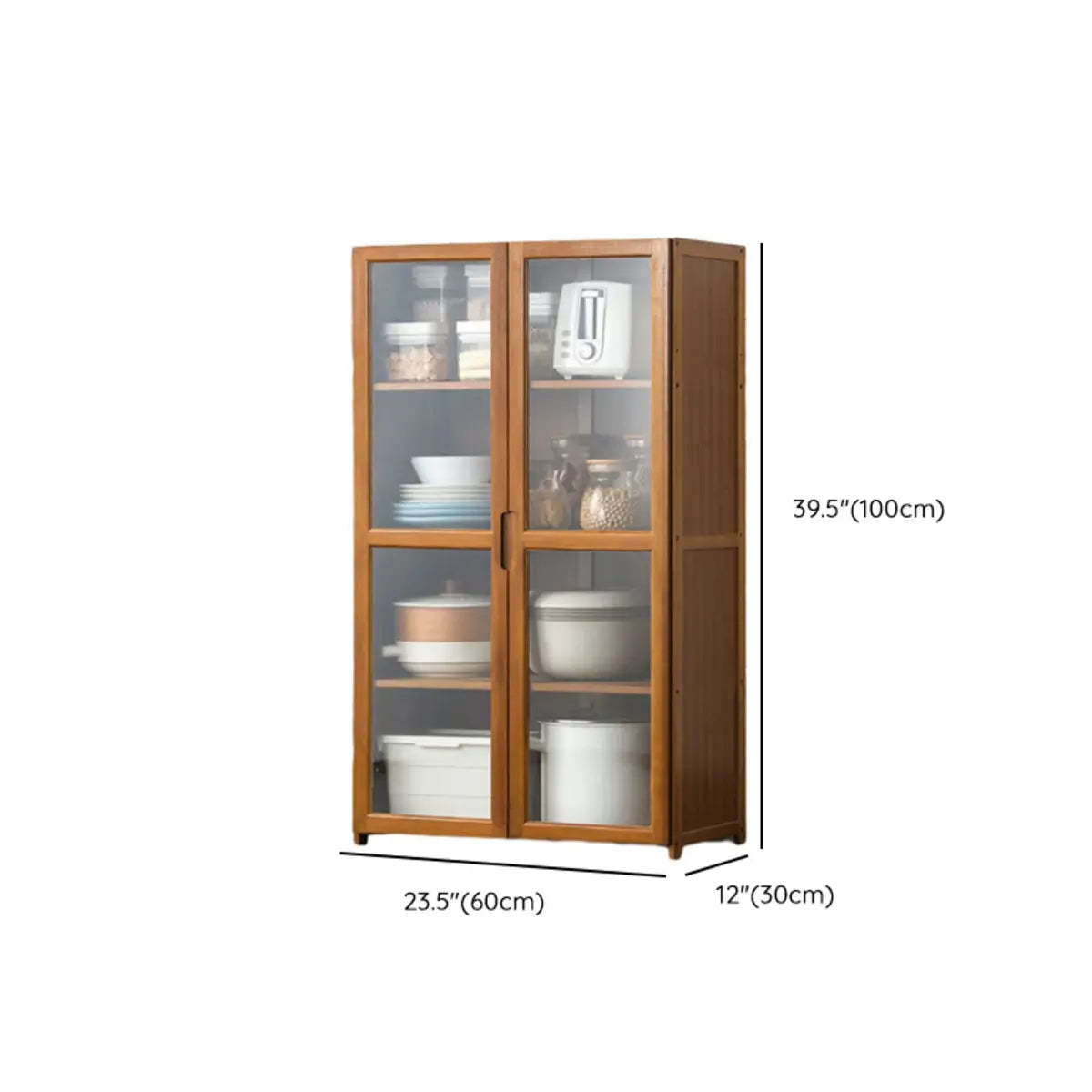 Brown Bamboo 7-Shelf Tall Kitchen China Cabinet
