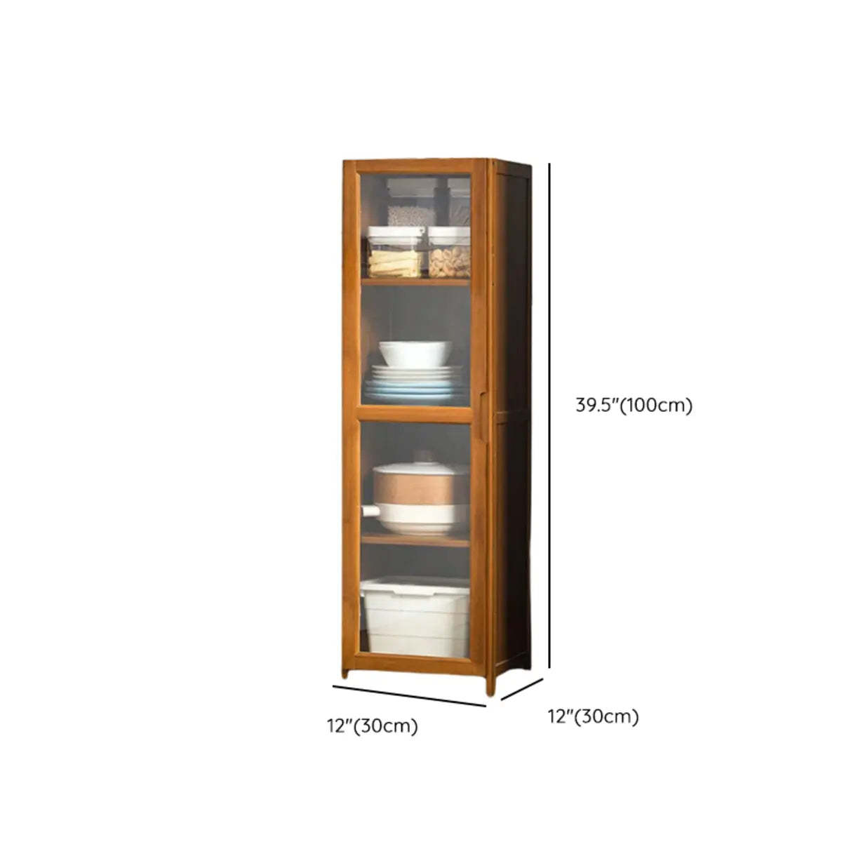 Brown Bamboo 7-Shelf Tall Kitchen China Cabinet