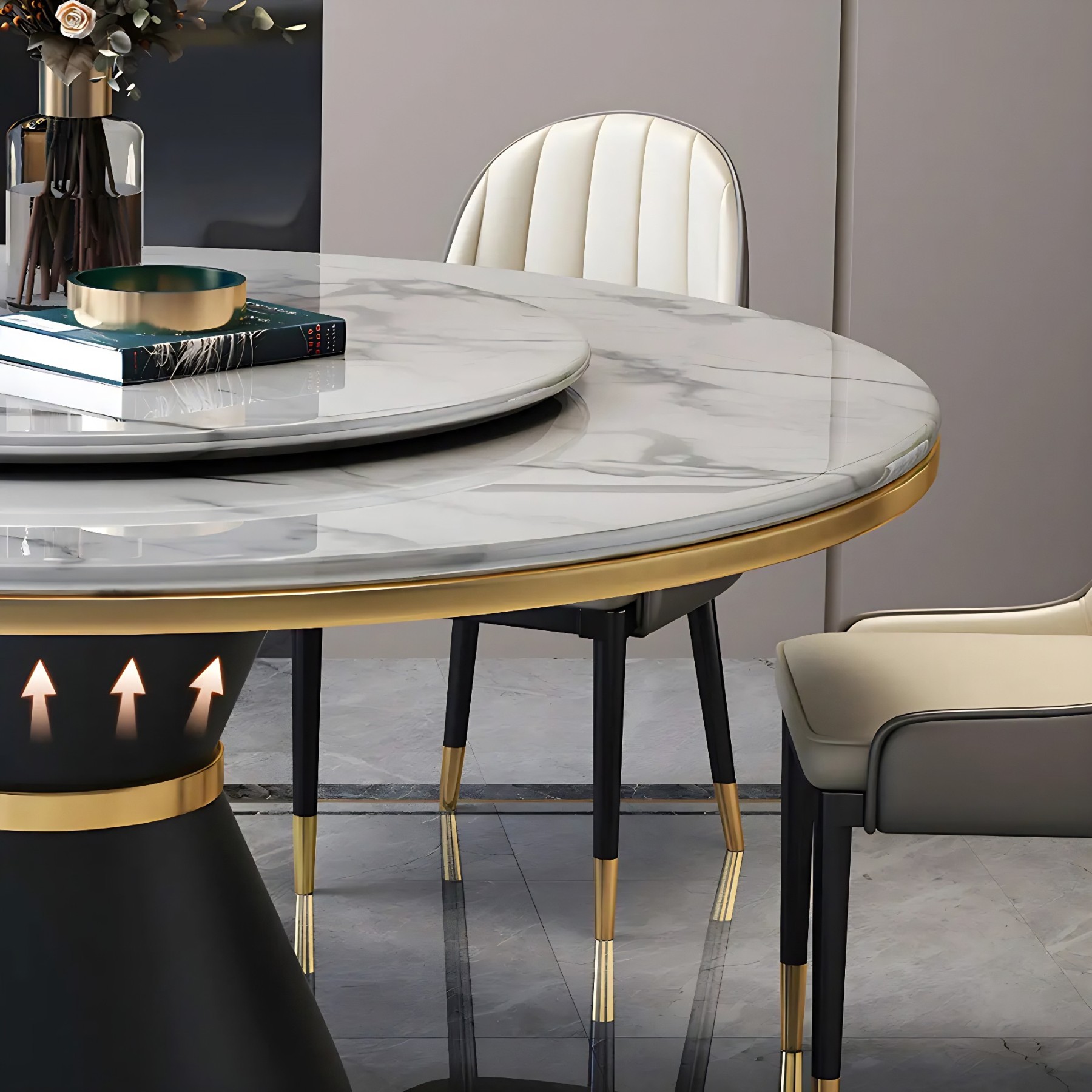 Round Marble Lazy Susan Dining Table
