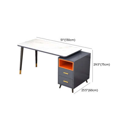 Reversible Ergonomic Off-White Computer Desk with Drawers